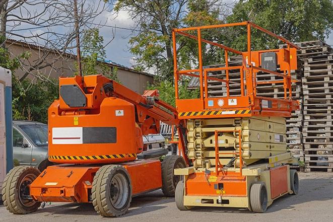 warehouse forklift in action with neatly arranged pallets in Corte Madera, CA